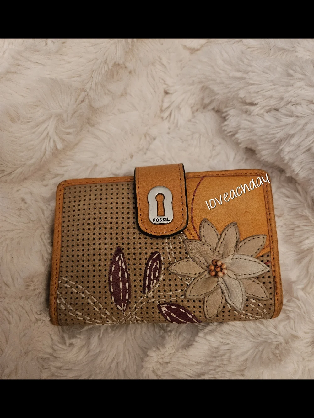 Fossil☆Vintage Floral Leather Wallet